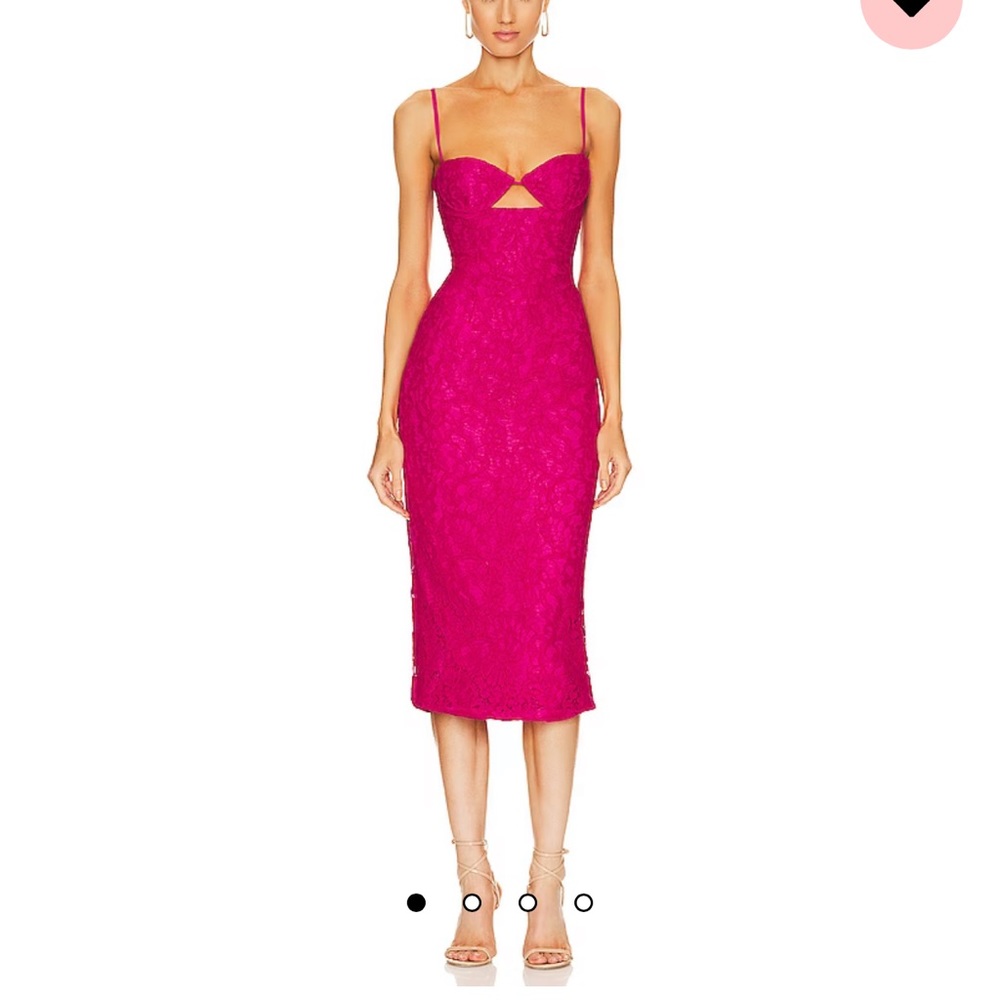 Ivanna Lace Midi Dress in Fuchsia